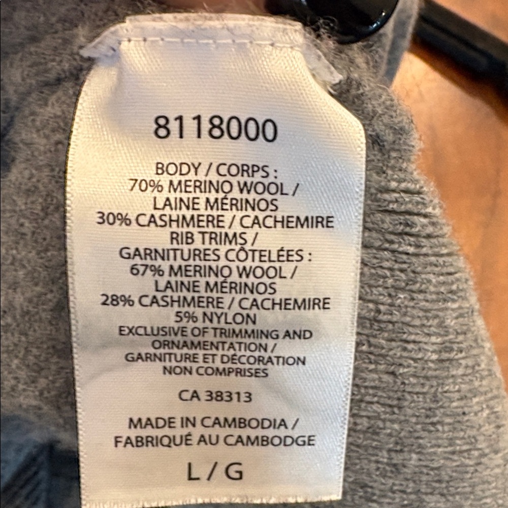 LNWOT - Bleu Gray Merino Wool & Cashmere Blend Turtleneck Sweater size Large - Picture 3 of 10